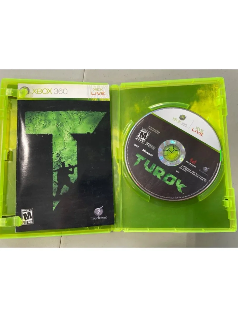 Xbox 360 Turok Game Touchstone Mature 17+ ESRB Rating Dolby Digital Complete